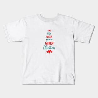 Christmas card with red and green Christmas tree Kids T-Shirt